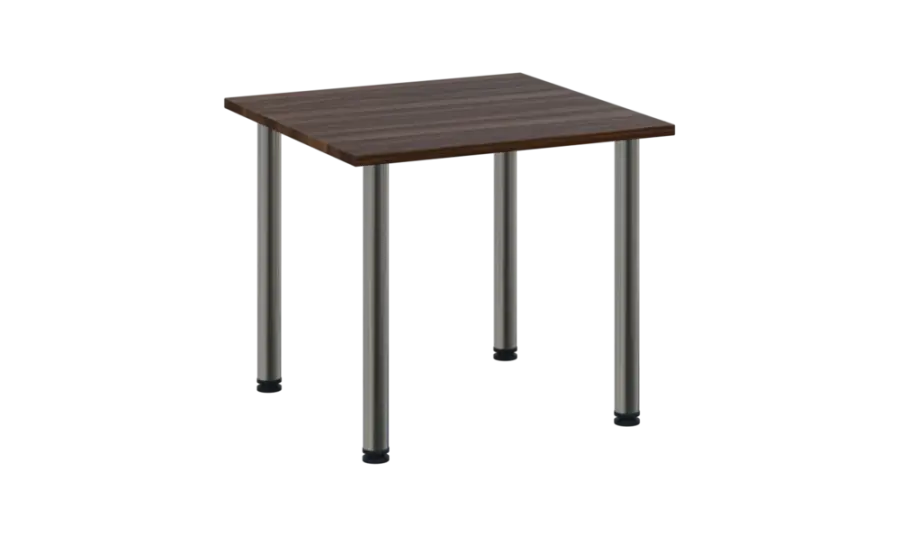 CRTR 80 jídelní stůl, kovová podnož chrom, deska 25 mm, 800x800 mm, ořech královský